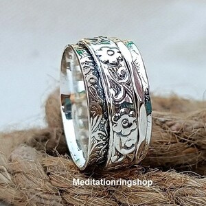 Spinner Ring, Texture Ring, Worry Ring, Fidget Ring, 925 Sterling Silver Ring, Meditation Ring, Promise Ring, Women Ring, Gift For Her Ring