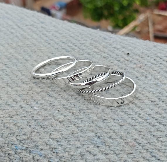 Set of 5 Rings, 925 Sterling Silver Ring, Minimalist Silver Ring