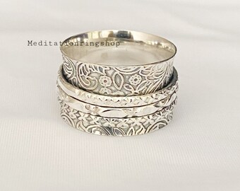 925 sterlingsilverring, spinnerring handgjord silverring, julklapp, silverring för kvinnor, vigselring, bohemisk ring, present till henne,