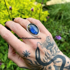 Oval Shape Labradorite Ring, 925 Sterling Silver Ring, Promise Ring, Christmas Jewelry, Labradorite Gemstone Jewelry, Fidget Ring, Gift Her,