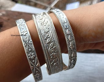 Stacking Silver Bangles, Set of Bangles, 925 Sterling Silver