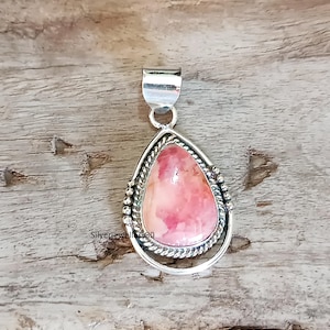 Rhodochrosite Pendant, Women Pendant, 925 Sterling Silver Pendant, Natural Rhodochrosite Gemstone Pendant, Handmade Pendant, Gift For Her,