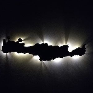 Kreta Silhouettenlampe – Griechenland Insel Deko – LED Lampe Urlaubserinnerung – Geschenkidee für Kreta Fan