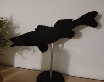 Zander / Pike Perch Silhouette with Stand and Aluminum Rod – Stylish Decoration for Anglers