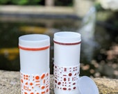 Vintage Pair of Milk Glass Cigar Holders Skinny Jars Skinny Tea and Coffee Jars With Lids