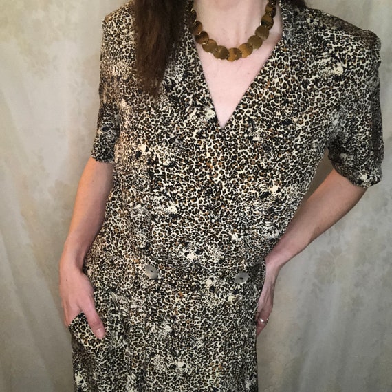 1980s Vintage Robbie Bee Cheetah Wrap Dress