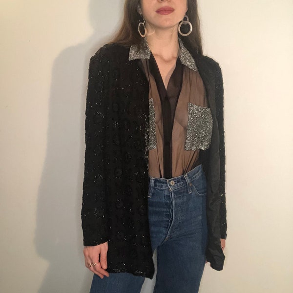 1990 Vintage Sun & Moon Beaded Chaqueta