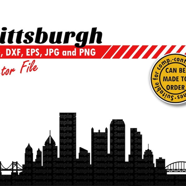 Pittsburgh Skyline Svg, Dxf, Eps, Jpg, Png. City Silhouette Clipart & Cut File. T-shirt, PA Tumbler DIY Gift, Planner Sticker, Wall Print