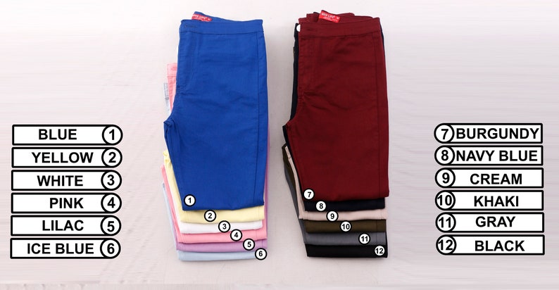 BLACK Women PantsGabardine Fabric High Waist TrousersTight-fitting PantsSkinny Stretch12 ColoursComfortable Lycra Pants with Pockets