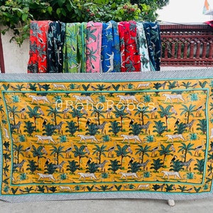 Animal Print Sarong Beach Wrap, Cotton Block Print Sarong Pareo, Summer Beach Cover Up, Color full Sarong, Gift For Her
