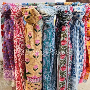 Hand Block Printed Cotton Sarong: Indian Beach Wrap Scarf