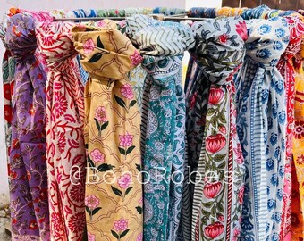 Hand Block Printed Cotton Sarong: Indian Beach Wrap Scarf