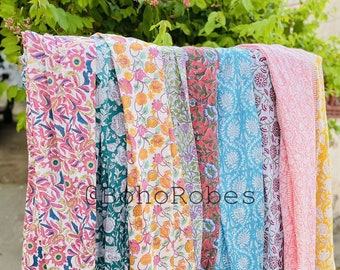Hand Block Print Cotton Sarong: Lightweight Beach Wrap