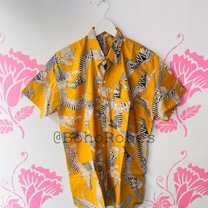 New Egyptian Cats Cotton Printed Shirts for Men&#39;s, Summer Half-Sleeves Shirts, Soft Cotton Shirts, Beach Party Shirts, Men&#39;s Shirts