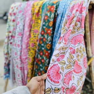Cotton Beach Sarong Indian Hand Block Print Beach Sarongs Soft Voile Fabric Summer Pareo Gift for Her