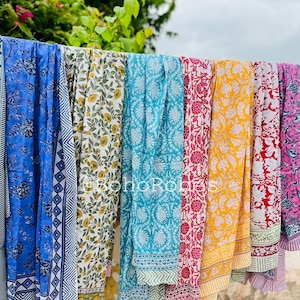 Cotton Beach Sarong Floral Print Sarong Indian Hand Block Print Beach Sarongs Soft Voile Fabric Summer Pareo Gift for Her