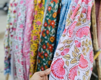Hand Block Print Cotton Sarong - Lightweight Beach Cover-Up