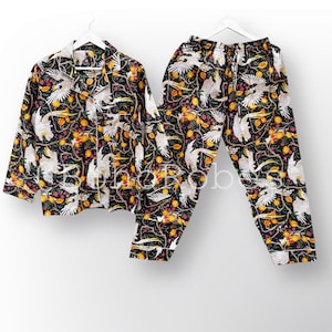 Beautiful Womens PJ Set, Soft Indian Cotton Printed Pajama Set, Night Wear PJ Set, Summer Beach Party Wear Matching Pajama Set, Gift for Her