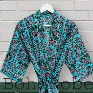 Floral Cotton Kimono Dress, Beach Cover Up, Women Dressing Gown, Soft Cotton Kimono Robe, Bridesmaid Robe, Gifts For Her