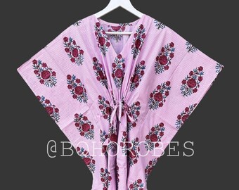 Floral Cotton Kaftan: Indian Maxi Dress, Beach Cover-Up