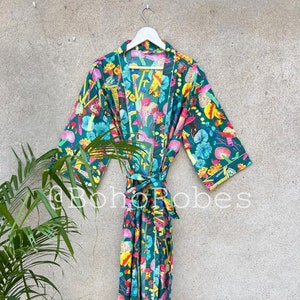 Cute Mushroom Printed Kimono Dress, Nightwear Dress, Getting Ready Robe, Maternity Wear, Gifts For Her