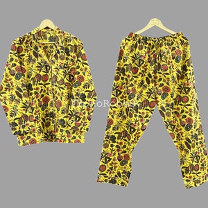 Indian Floral Printed Cotton Pj&#39;s Set, Bridesmaid Cotton Pj&#39;s Pajamas Set For Woman&#39;s, Summer Pool Party Pajamas Set