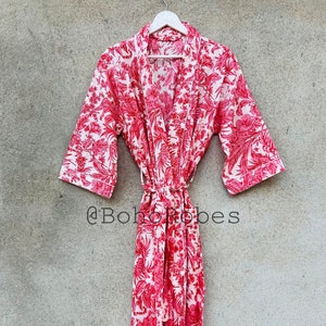 Floral Soft Cotton Kimono, Long Dressing Gown, Beach Cover Up, Night Dress, Summer Dress, Gifts For Her