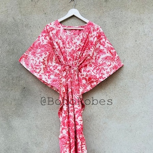 Indischer Block Print Baumwolle Kaftan, Kaftan, Strand, Resort tragen Kaftan, Urlaub, Kreuzfahrt, Pool, Party, Lounge, Zuhause, Arbeit zu Hause