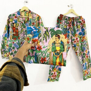 Colorful Flower Printed Soft Cotton Pj&#39;s Pajamas Set For Woman&#39;s, Bridesmaid Pajamas Set, Summer Beach Party Pj&#39;s Set