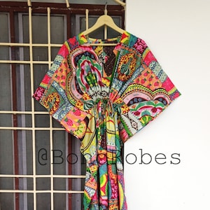 Bohemian Cotton Kaftan Dress, Beach Cover Up, Long Maxi Dress, Summer Dress, Gifts For Her