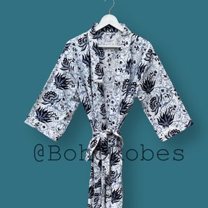 Floral Print Cotton Kimono Robes, Bridal Party Robe, Boho Kimono For Women, Bath Robe, Dressing Gown