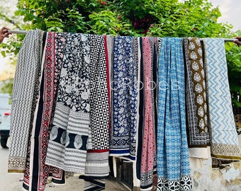 Pareo in cotone con stampa a blocchi in stile boho: pareo da spiaggia in voile