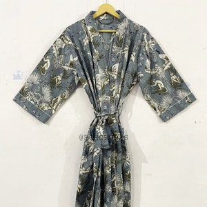 新しいタイガープリントコットン着物ローブ、花嫁介添人ローブ、ロングドレッシングガウン、ビーチカバーアップ、ナイトウェアドレス、ワンサイズローブ