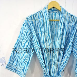 Beautiful Cotton Kimono Dress, Bath Robe Kimono, Hand Block Printed Cotton Kimono, Shower Robe, Cotton Kimono Robe