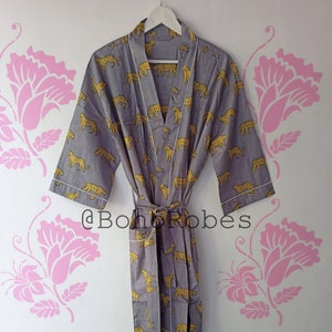 Pure Cotton Kimono Robe, Bridesmaid Robe, Kimono Cardigan, Nightwear Dress, Long Dressing Gown, Gifts For Her