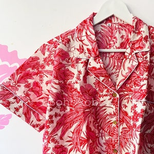 Pink Floral Cotton PJ Set, Bridesmaid Pajamas, Lounge Set, Night Wear ...