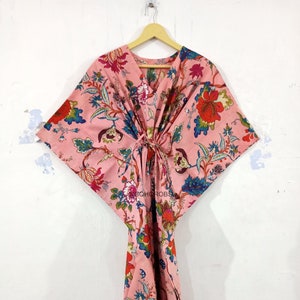 Indian Soft Cotton Kaftan Dress, Floral Print Caftan, Maxi Dress, Nightwear Dress, Beach Cover Up, Maternity Dress For to be Moms