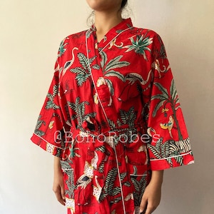 Animal Print Soft Cotton Kimono for Women&#39;s, Summer Boho Kimonos, Bridesmaid Kimono, Lounge Wear Dresses, Gifts for Her