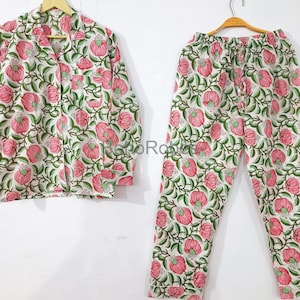 Floral Women&#39;s Cotton Pj Set, Bridesmaid Pajamas, Loungewear, Cotton Sleepwear, Women&#39;s Bath Robe, Gifts For Her