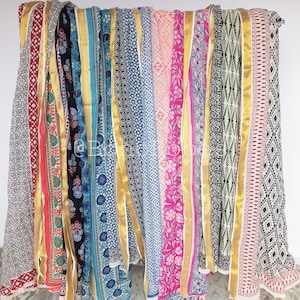 Hand Block Print Cotton Sarong: Zari Border Beach Wrap