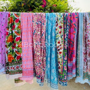 Indian Soft Cotton Beach Wrap Sarong, Hand Block Printed Cotton Pareo, Long Scarf, Large Sarong, Cover up