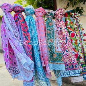 Indian Block Print Cotton Sarong: Lightweight Voile Beach Cover-Up