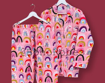 Indian Cotton Pajama Set: Block Print Sleepwear