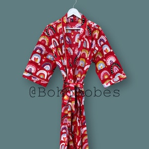 New Animal Print Kimono Robe, Indian Soft Cotton Kimono, Japanese kimono, Beach Cover Up, Nightwear Dress, Bridesmaid Gown