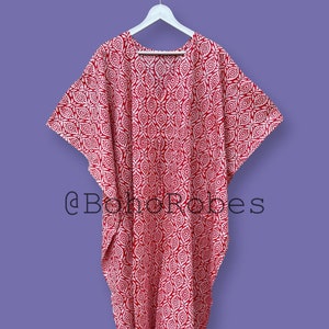 Cotton Kaftan, Indian Floral Kaftan, Long Caftan, Beach Cover Gown, Sleepwear, Indian Kaftan, Maxi Dress, Bikini Cover Up