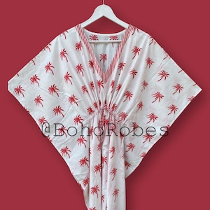 Tine Palm Cotton Kaftan, caftan, beach, resort wear kaftan,vacation, cruise, pool, party, lounge, home, work at home