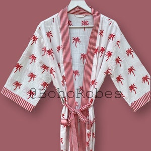 100% Cotton kimono Robes, Pure cotton Kimono, Block Print Cotton Kimono, Festival Clothing, Kimono Kaftan, Oriental Robe, Women&#39;s robes