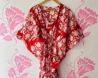 Floral Cotton Kaftan: Indian Maxi Dress, Beach Cover Up
