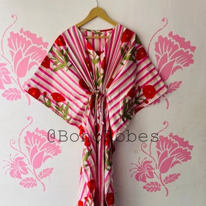 Hand Block Printed Kaftan, Indian Cotton Caftan, Beach Wear Dress, Nightwear Gown, Comfy Dress, Maxi Dress, Maternity Wear