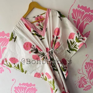 Handblock Gedruckter Kaftan, Indischer Baumwollkaftan, Beach Wear Kleid, Nachtwäsche Kleid, Bequemes Kleid, Maxikleid, Umstandsmode